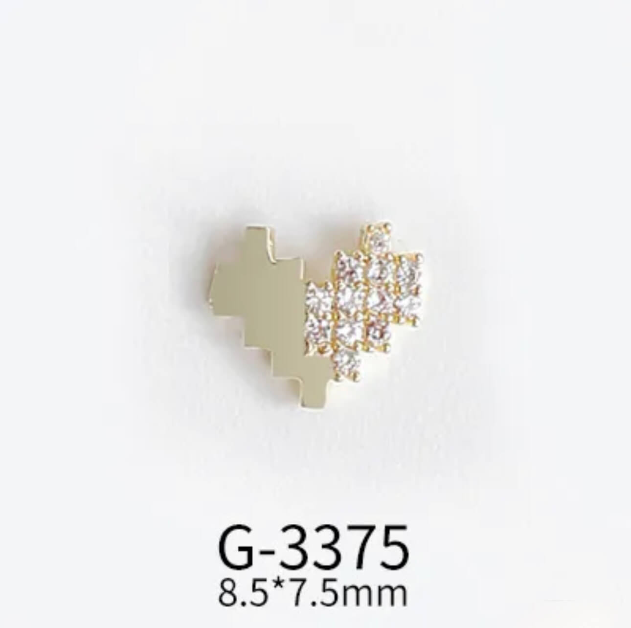 Nail Charm 3D Heart Half Diamond 2 pcs/bag - Premier Nail Supply