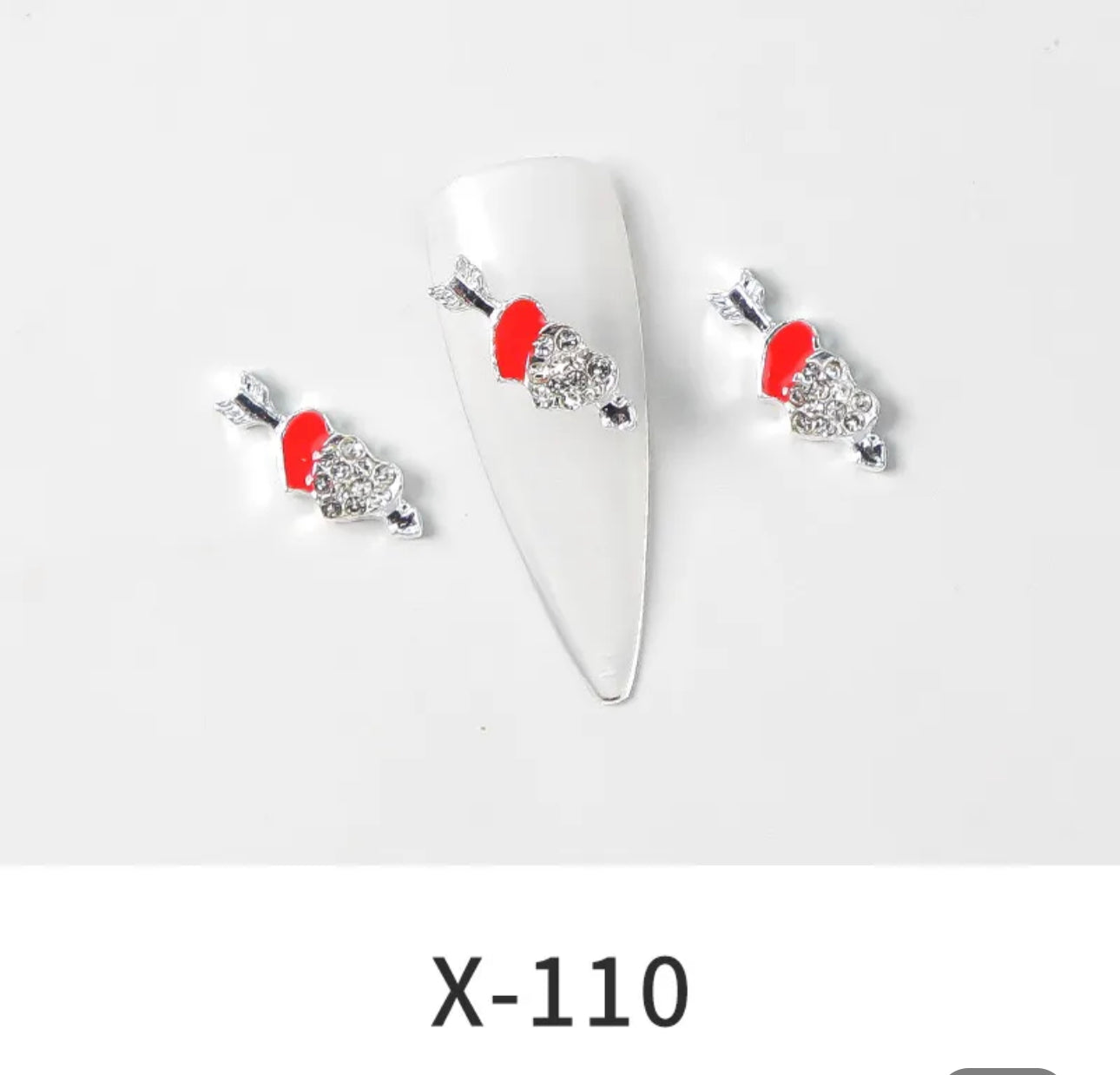 Nail Charm 3D Rhinestone Double Heart 2 pcs/bag - Premier Nail Supply