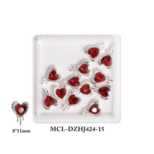 Nail Charm Rhinestone Heart 12pcs/bag - Premier Nail Supply