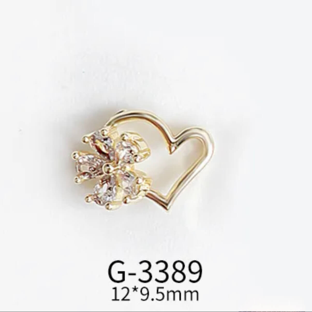 Nail Charm 3D Heart with Diamond Flower 2 pcs/ bag - Premier Nail Supply