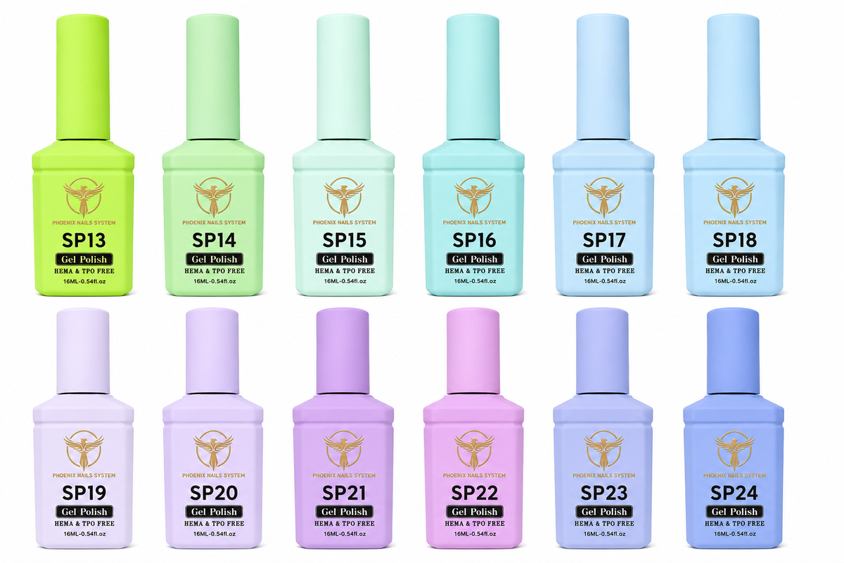 Phoenix Gel Polish HEMA/TPO FREE SPRING COLLECTION – 24 Vibrant Gel Polish Shades