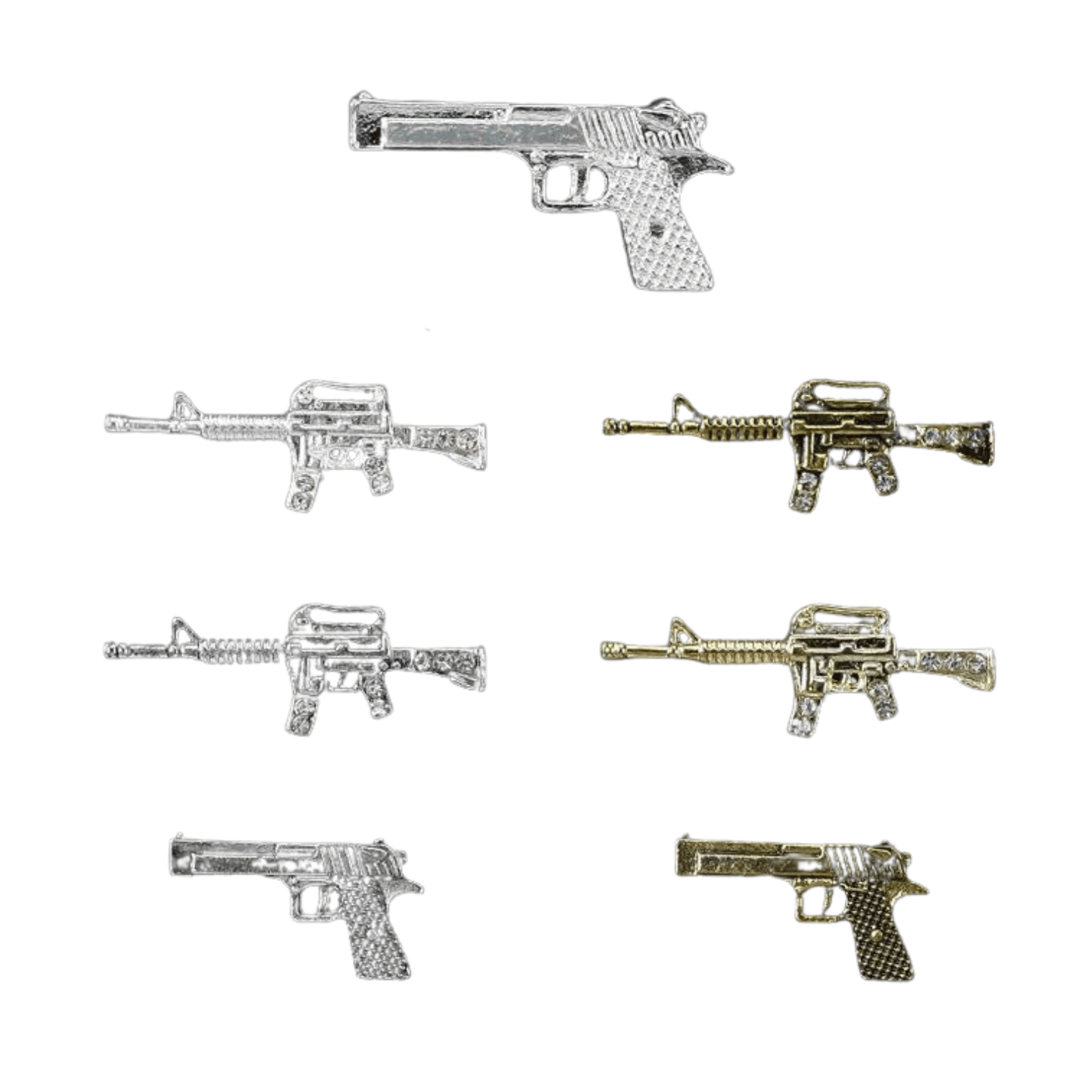 Nail Charm Gun shape Alloy with Rhinestones 6pcs/bag - Premier Nail Supply