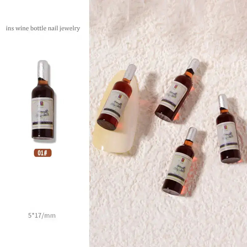 3D Resin Nail Charm Wine Bottle 3pcs/bag - Premier Nail Supply