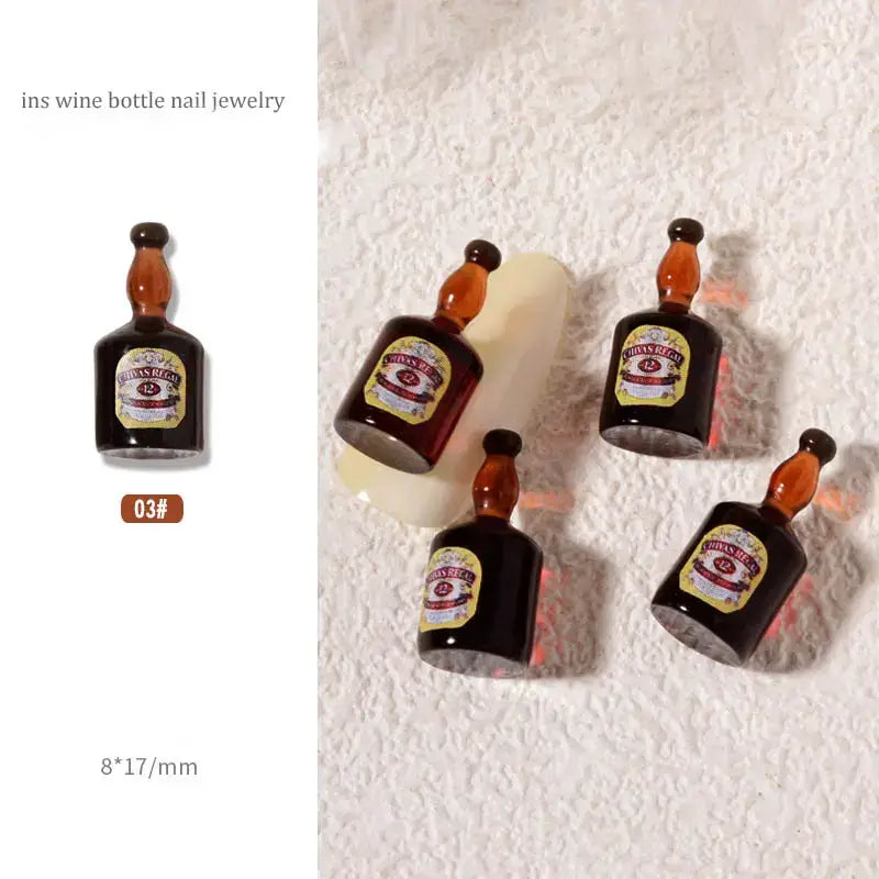 3D Resin Nail Charm Wine Bottle 3pcs/bag - Premier Nail Supply