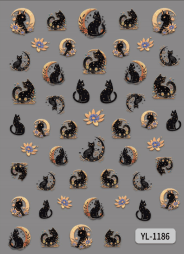 Nail Sticker Black Cat #YL1186