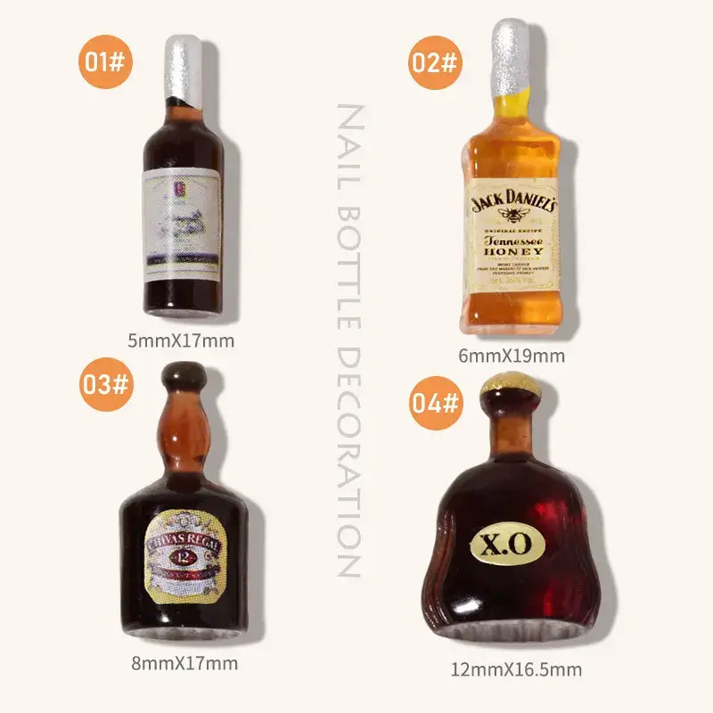 3D Resin Nail Charm Wine Bottle 3pcs/bag - Premier Nail Supply