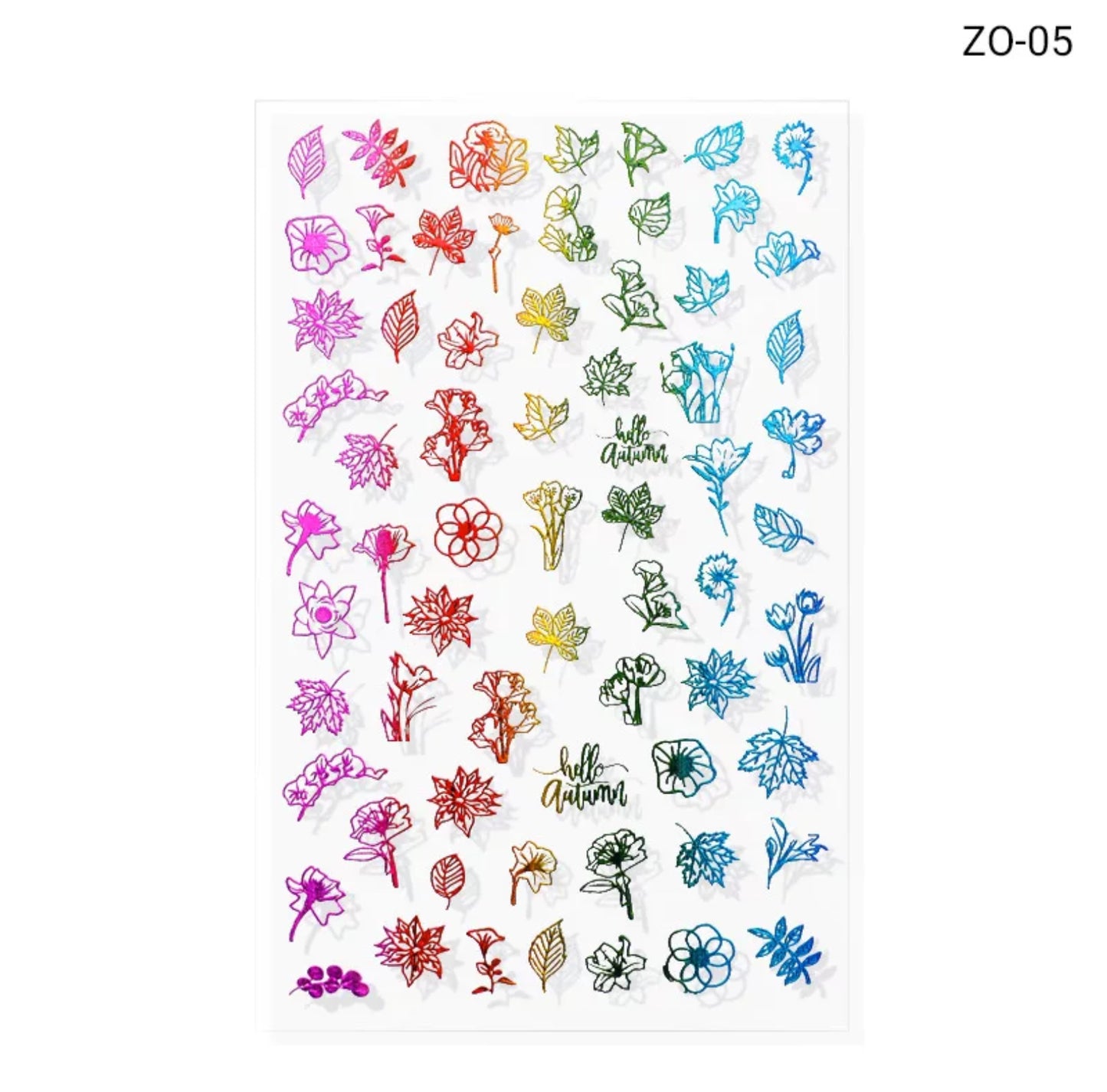 Colorful Flowers Design Sticker ZO-05 - Premier Nail Supply