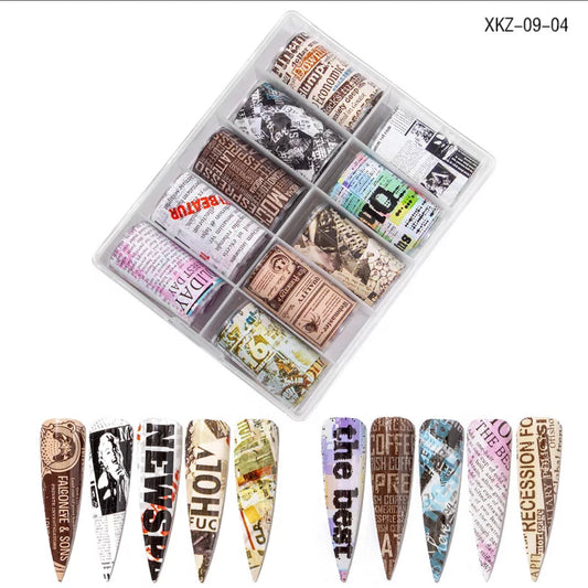 Old Papers Nail Foil Design XKZ-09-04 - Premier Nail Supply