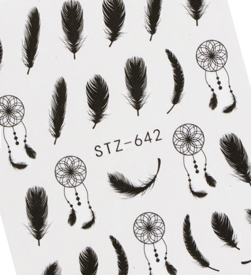 Black Feathers Sticker STZ-642 - Premier Nail Supply