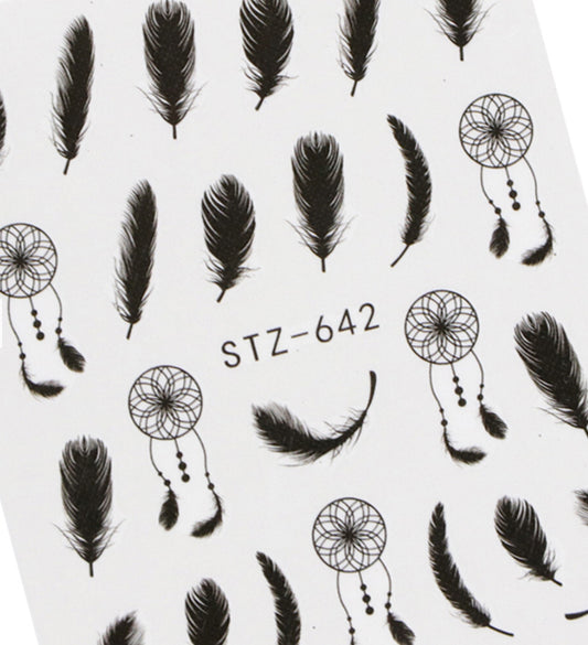 Black Feathers Sticker STZ-642 - Premier Nail Supply