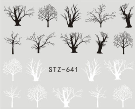 Black and White Tree Design STZ-641 - Premier Nail Supply