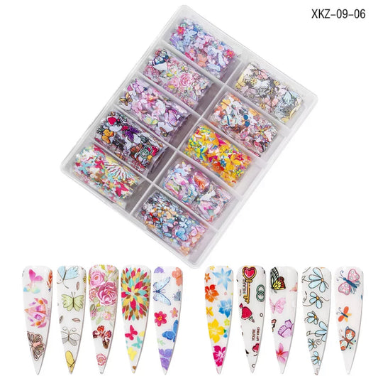 Foil set Mix Butterfly & Spring Design-XKZ-09-06 - Premier Nail Supply 