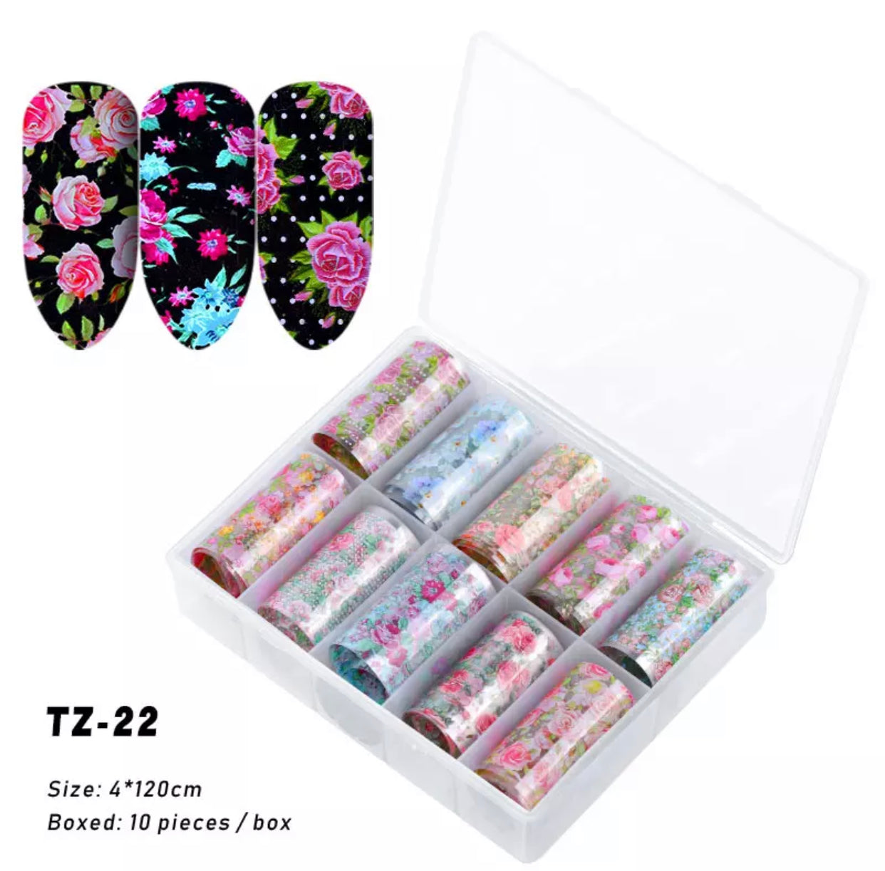 Transparent Roses Foil Design TZ 22 - Premier Nail Supply