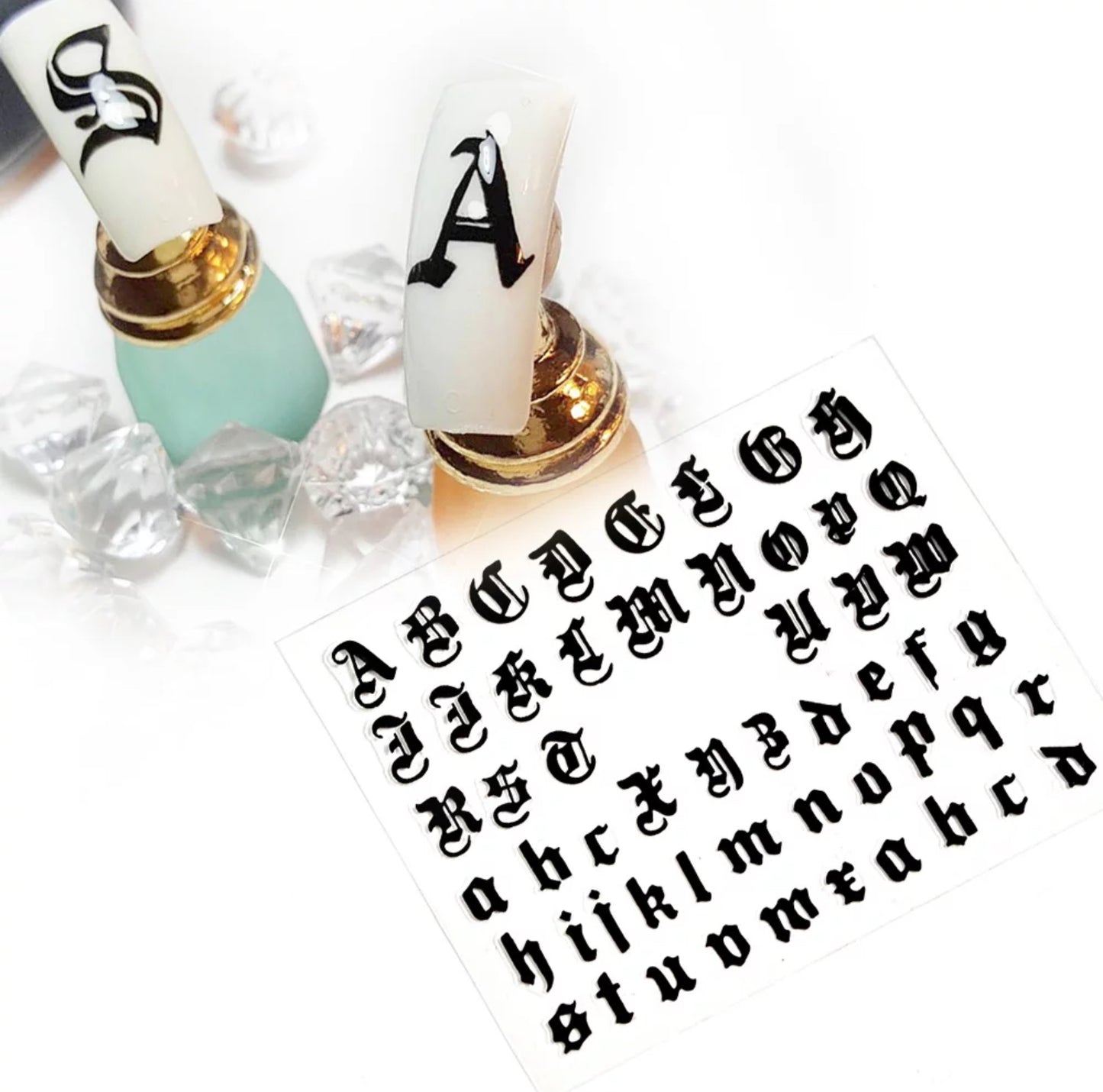 Silver / Old English Letter HBJY036 - Premier Nail Supply