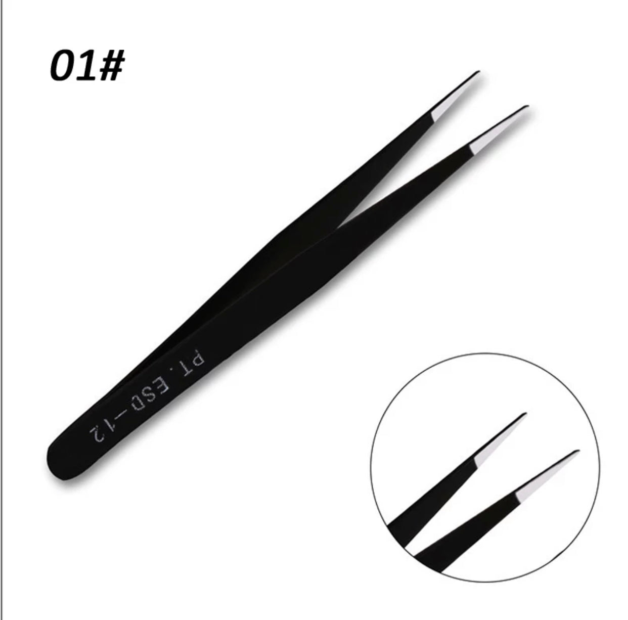 Eyelash Tweezers Black - #PT.ESD-12 - Premier Nail Supply