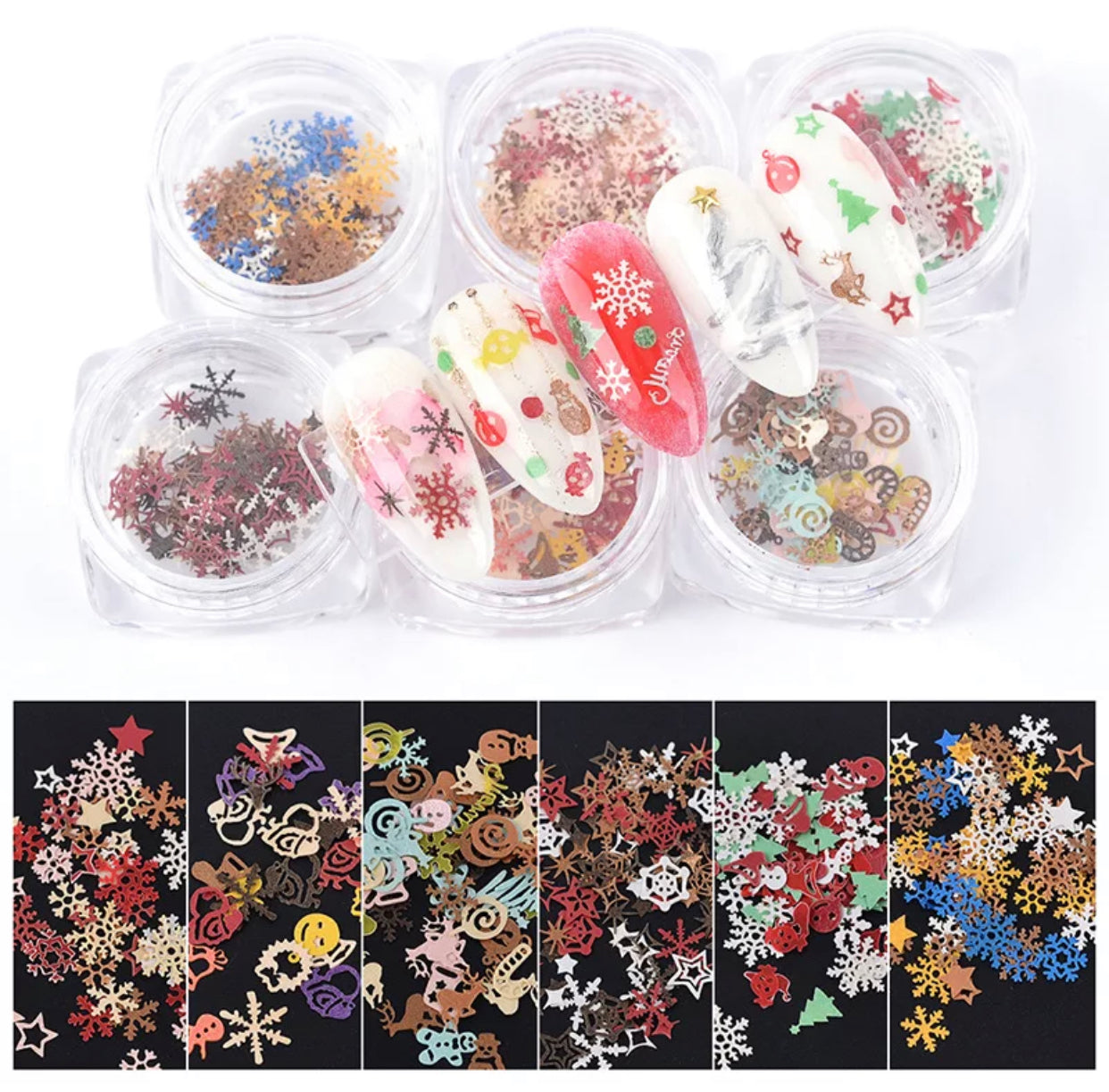 Flower- Leafs- Christmas Sequins Design - Premier Nail Supply