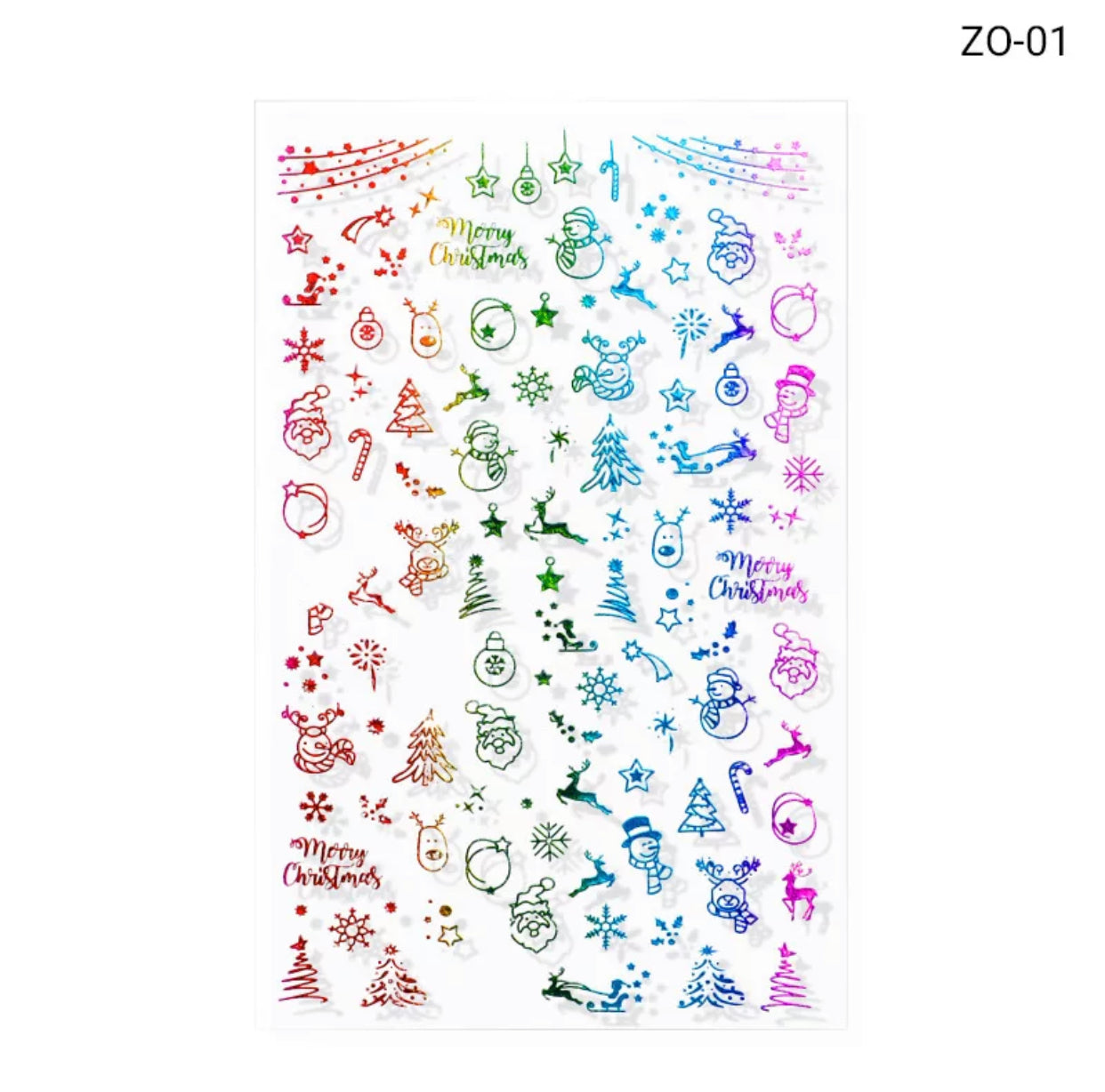 Colorful Christmas Design Sticker ZO-01 - Premier Nail Supply