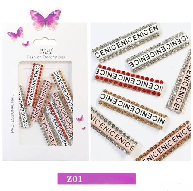 3D Rhinestone Nail Charm Row Design 8pcs/bag - Premier Nail Supply