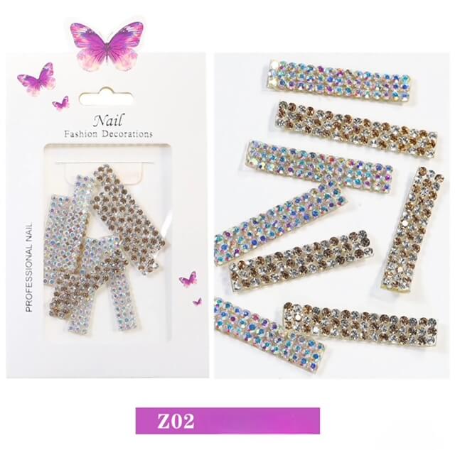 3D Rhinestone Nail Charm Row Design 8pcs/bag - Premier Nail Supply