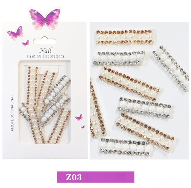 3D Rhinestone Nail Charm Row Design 8pcs/bag - Premier Nail Supply
