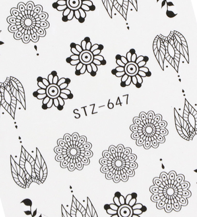Black Flowers STZ-647 - Premier Nail Supply