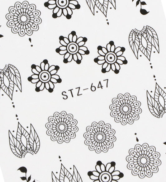 Black Flowers STZ-647 - Premier Nail Supply