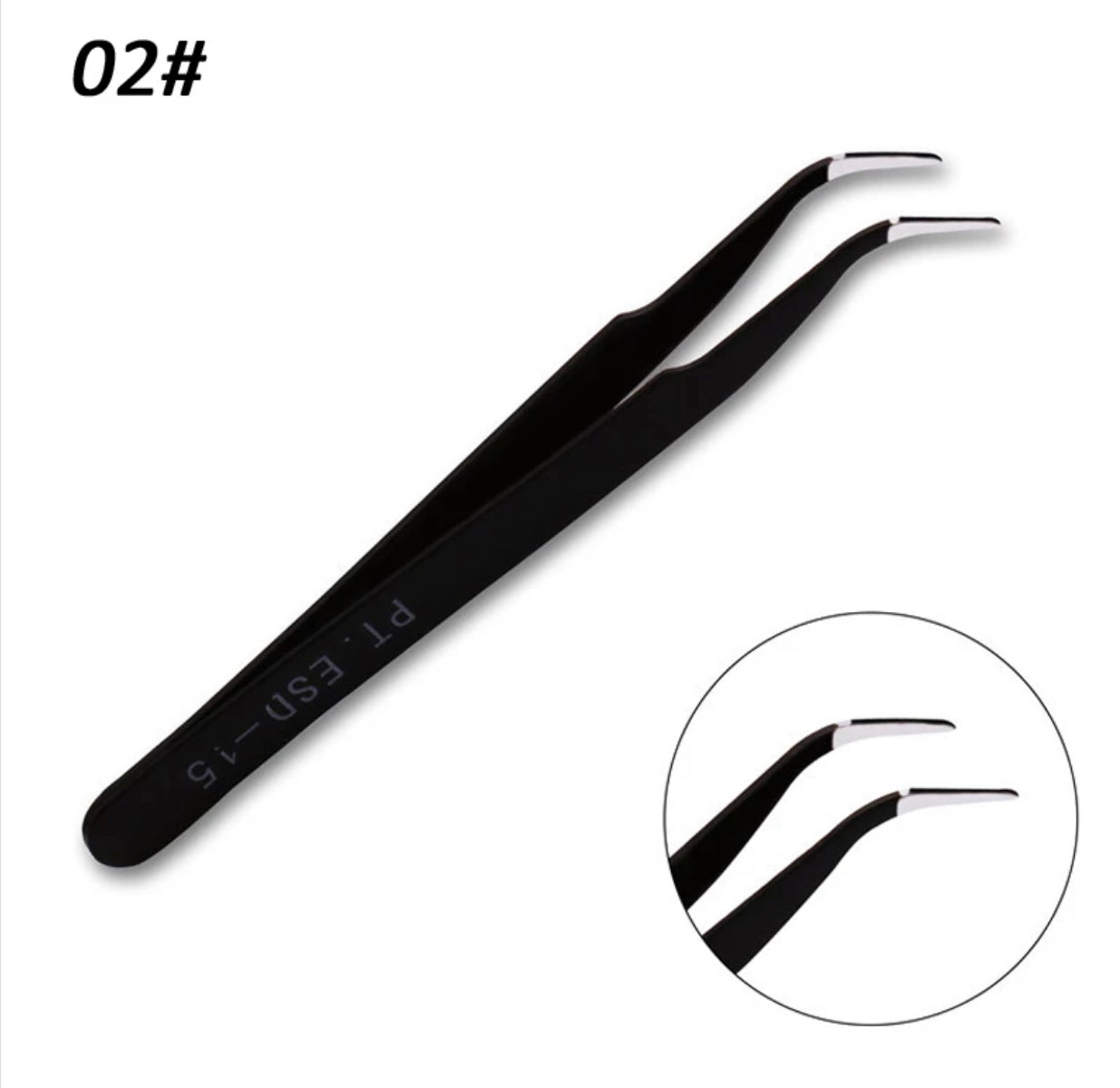 Eyelash Tweezers Black - #PT.ESD-15 - Premier Nail Supply