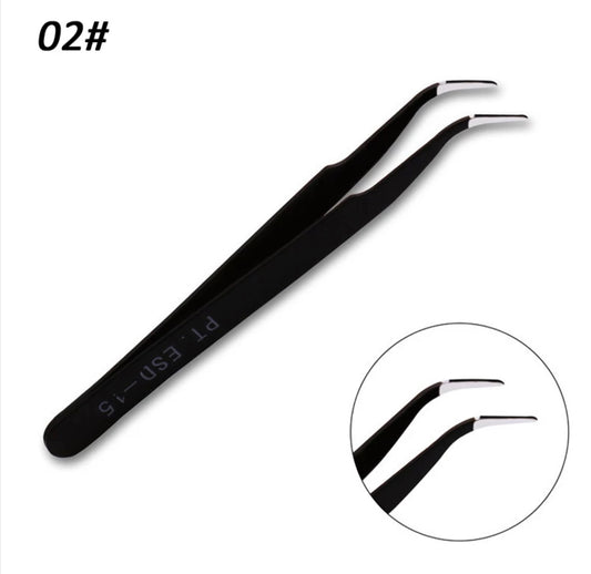 Eyelash Tweezers Black - #PT.ESD-15 - Premier Nail Supply