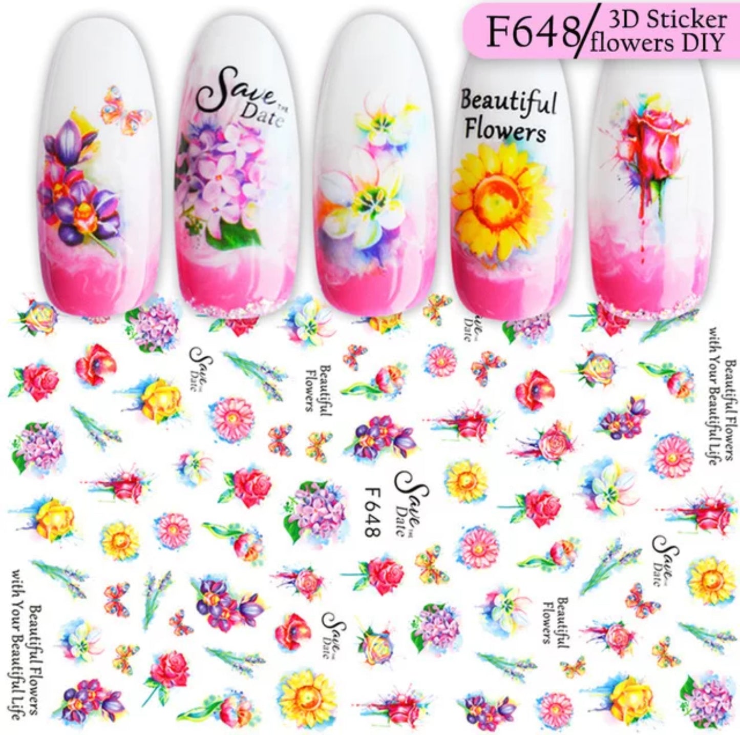 Beautiful Flowers F648 - Premier Nail Supply