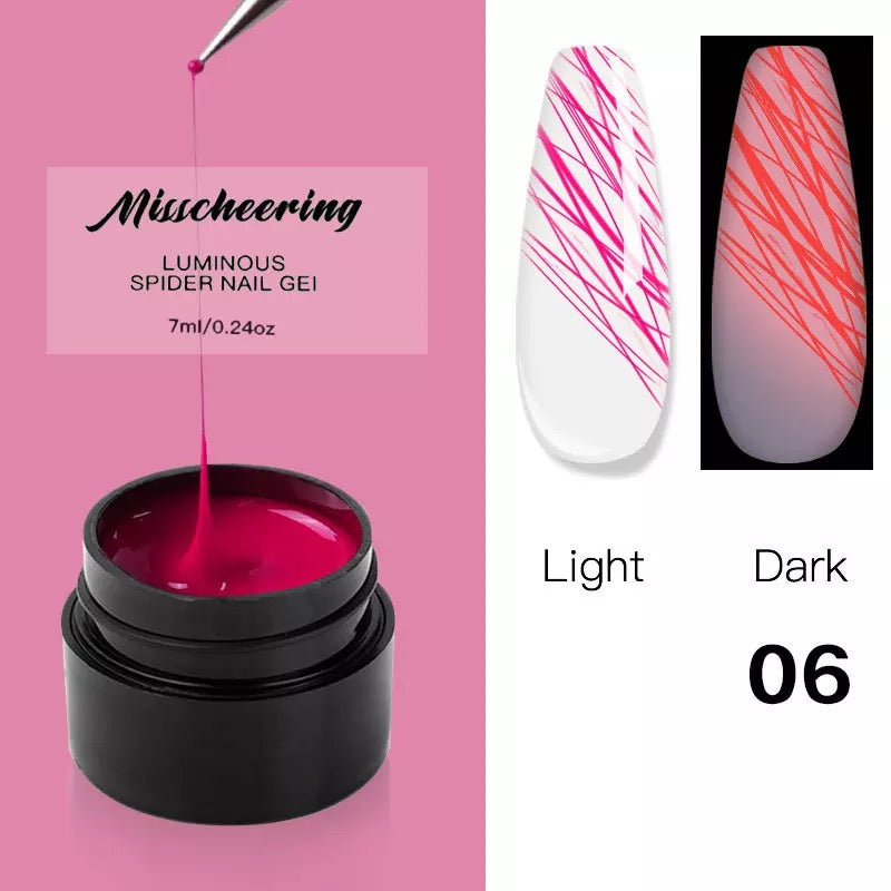 Glowing The Dark Spider Gel - Pink #6 - Premier Nail Supply