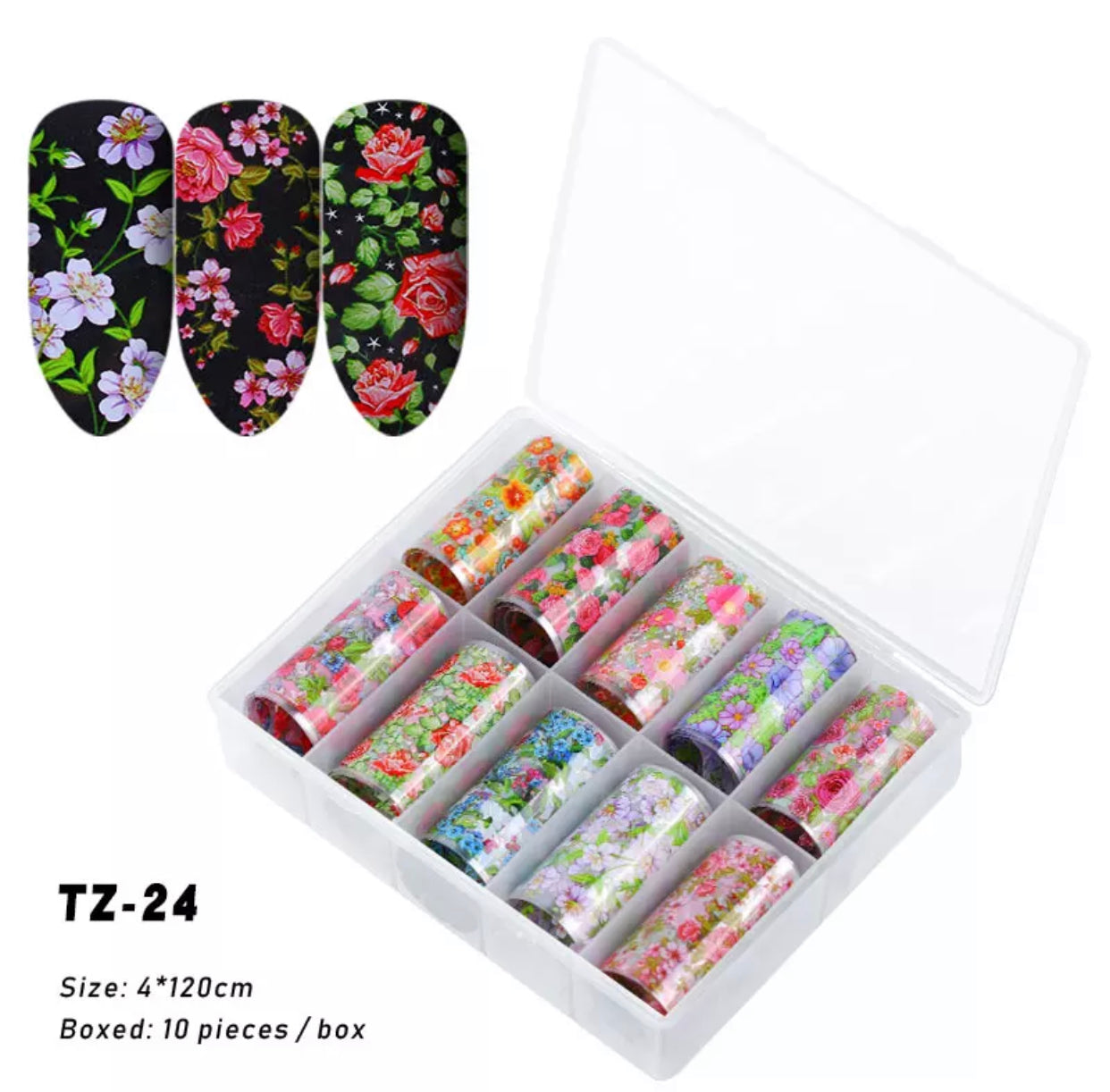 Transparent Flowers Designs TZ-24 - Premier Nail Supply