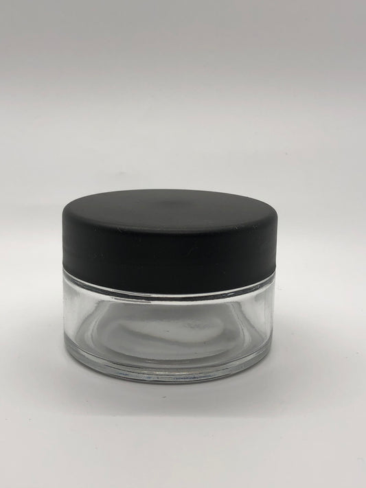 Berkeley Clear Glass Jar -Black Cap 2.66oz - Premier Nail Supply