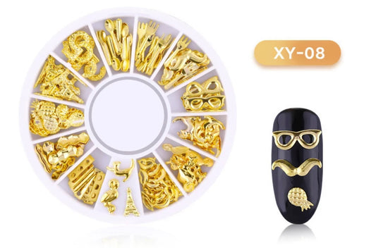 Gold Sequins Mix 3D Design XY-08 - Premier Nail Supply