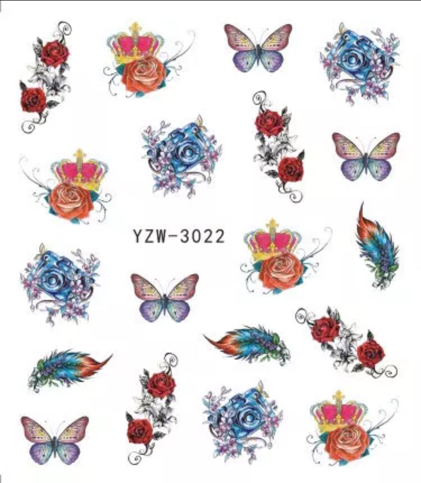 Red Rose - Butterfly YZW - 3022 - Premier Nail Supply