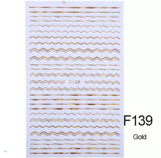 Wavy Line Gold Art Strip F139 - Premier Nail Supply