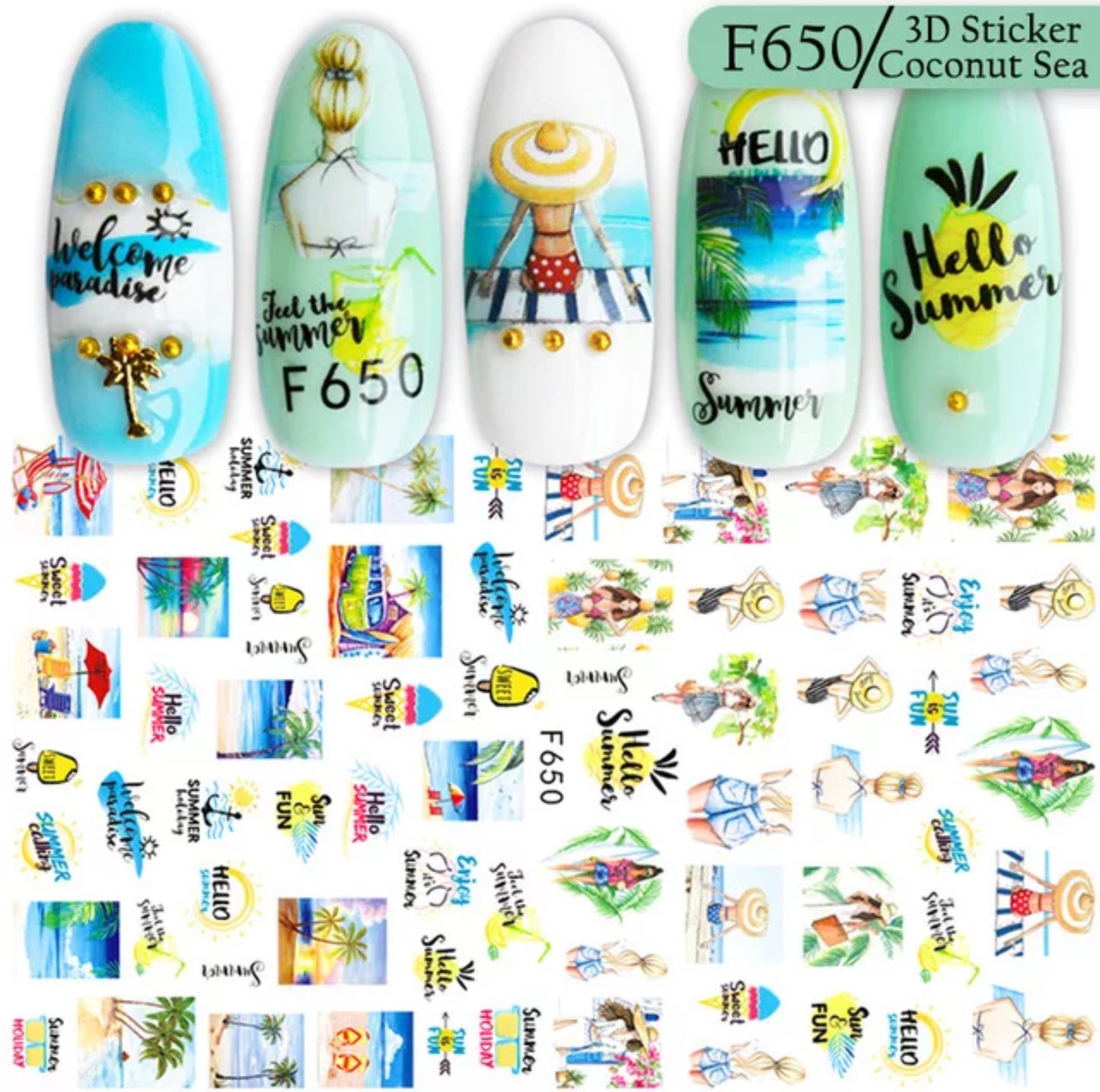 Hello Summer Sticker F650 - Premier Nail Supply
