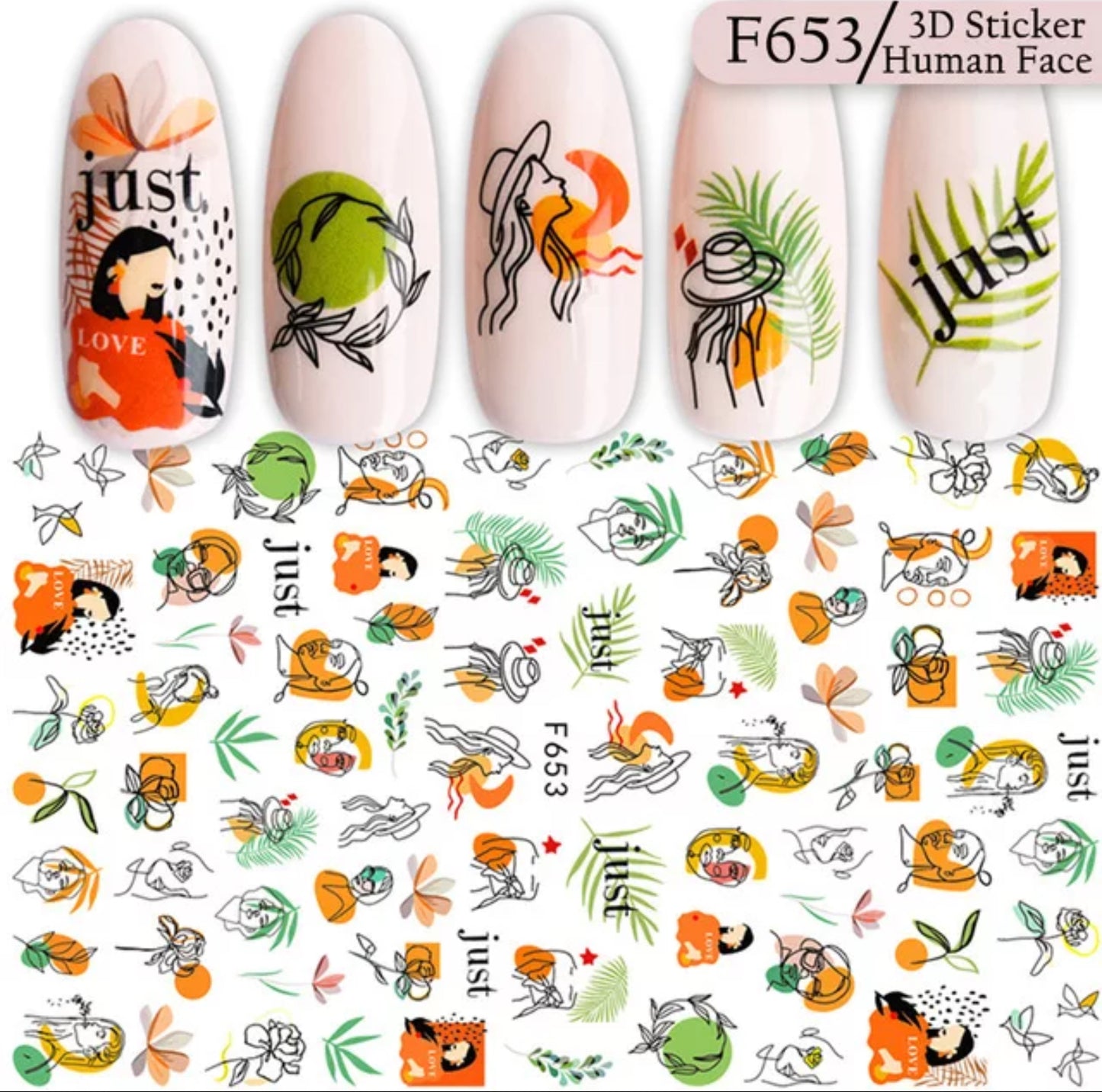 Human 3D Face Design F653 - Premier Nail Supply