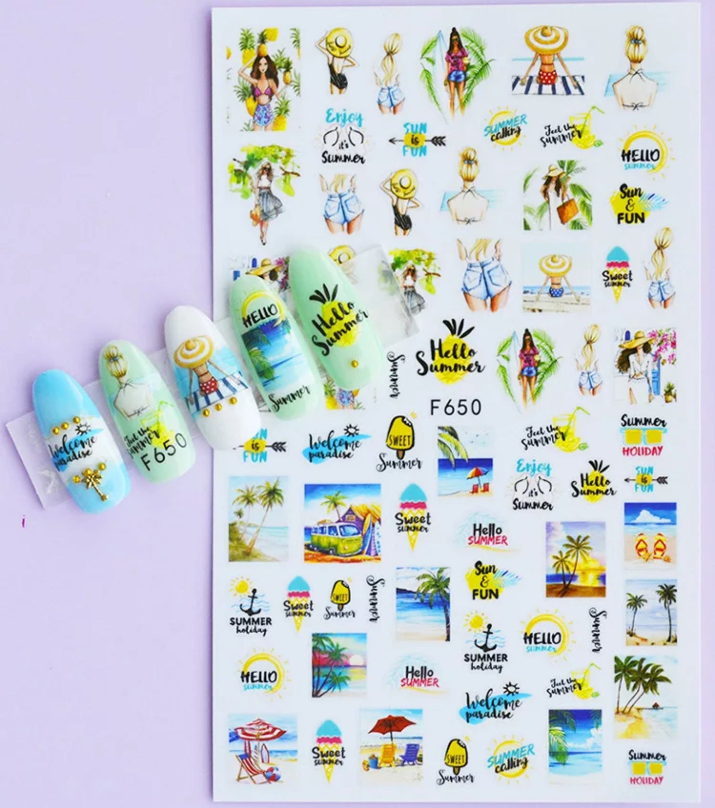 Hello Summer Sticker F650 - Premier Nail Supply