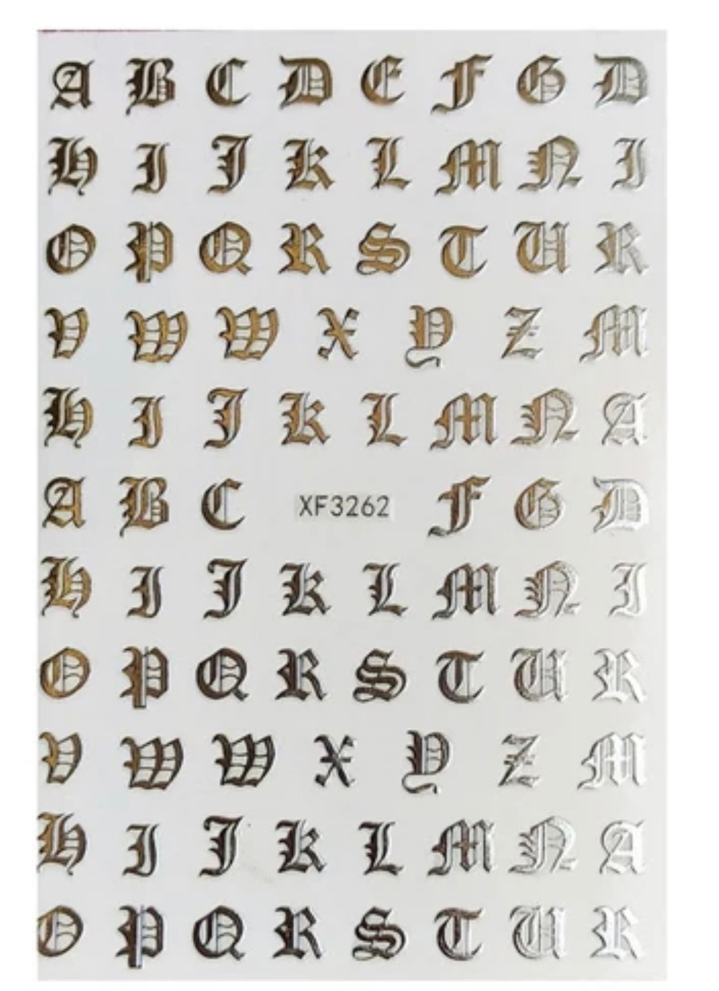 Old English Letters- Silver XFS3262 - Premier Nail Supply