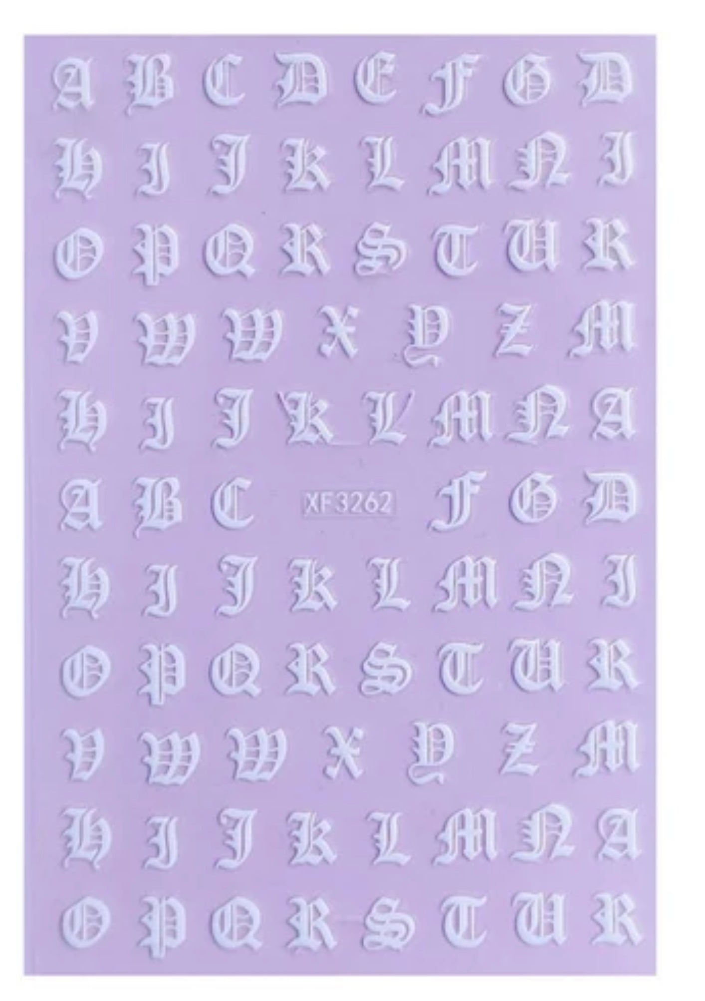 Old English Letters- White  XFW3262 - Premier Nail Supply