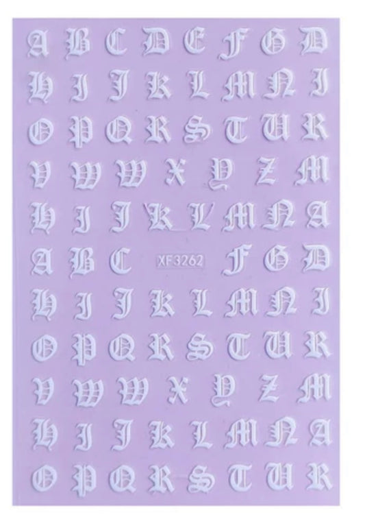 Old English Letters- White  XFW3262 - Premier Nail Supply