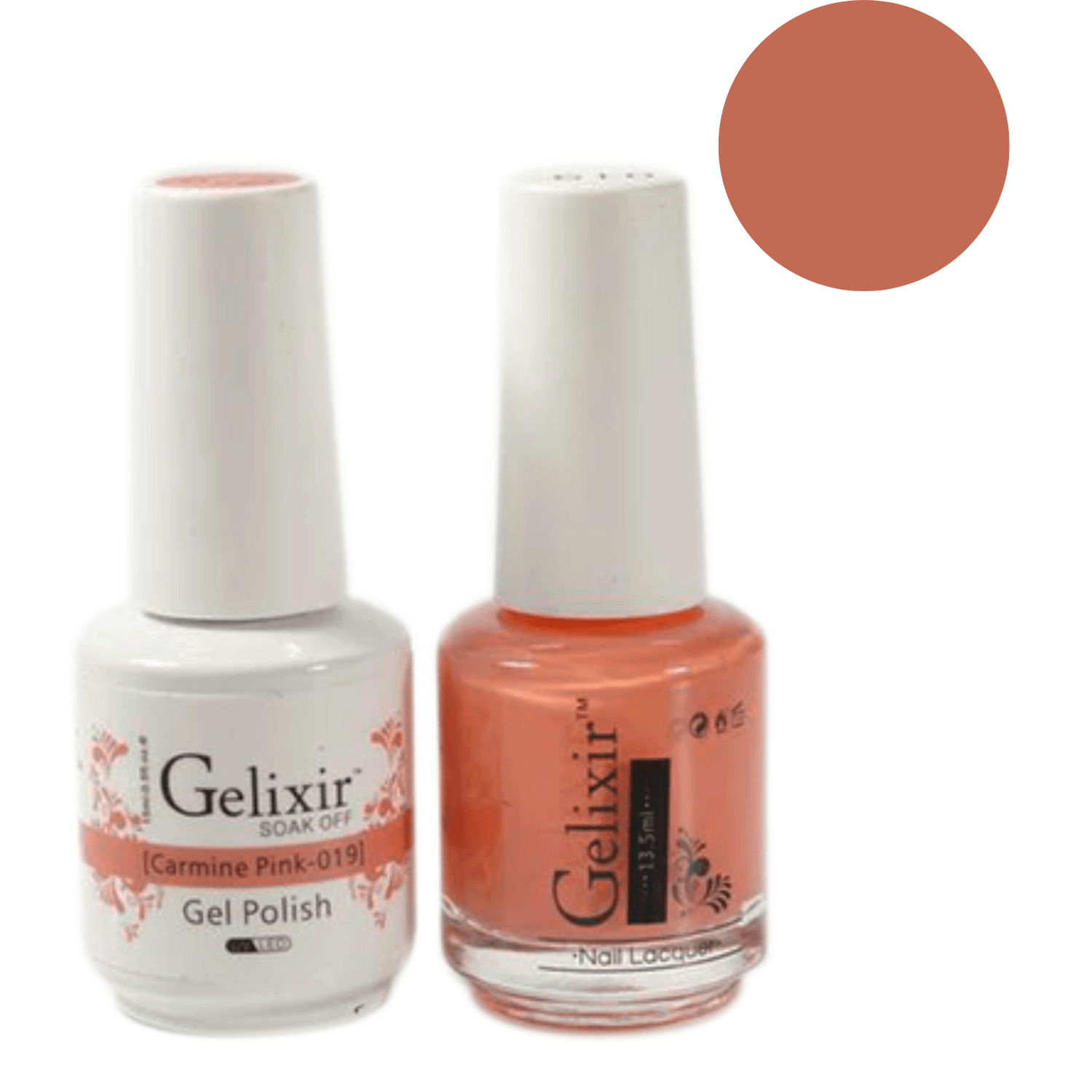 Gelixir Gel Polish & Nail Lacquer Duo - Carmine Pink 019 - Premier Nail Supply