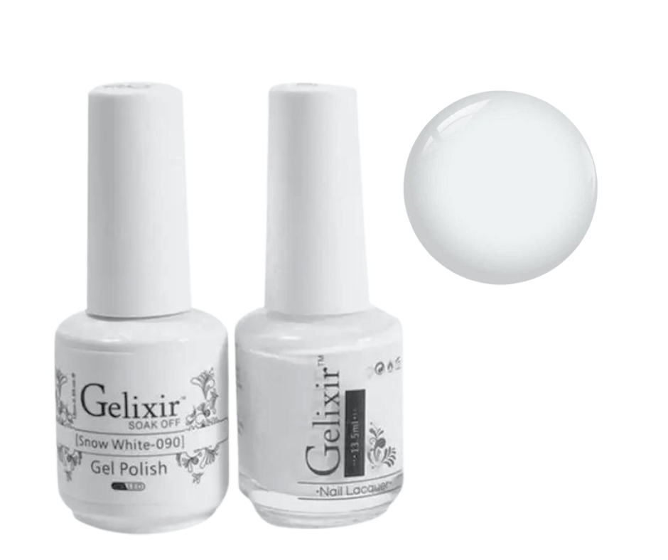 Gelixir Gel Polish & Nail Lacquer Duo - Snow White 090 - Premier Nail Supply