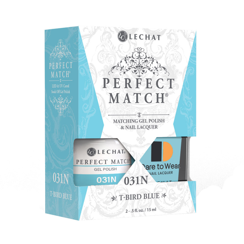 LeChat Perfect Match Gel Polish & Nail Lacquer - T-Bird Blue 0.5 oz - #PMS031N