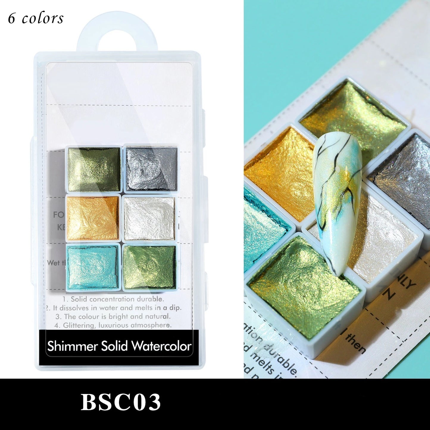 Shimmer Solid WaterColor Grass Green Set BSC03 -#21398 - Premier Nail Supply