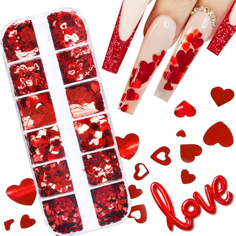Red Heart Sequins 12 Styles - Premier Nail Supply