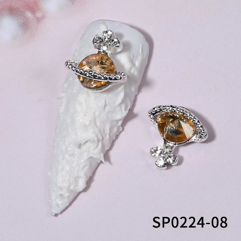 Planet 3D Rhinestone Nail Charm Decoration 6pcs - Premier Nail Supply