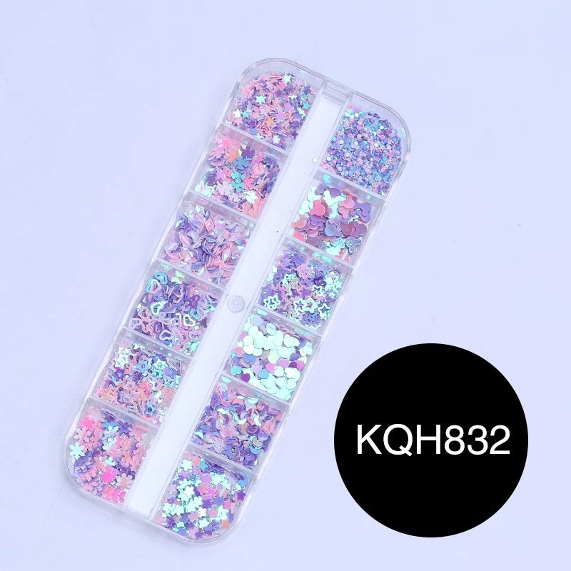 Mix Heart  N Moon Colors Sequin KQH832 - Premier Nail Supply