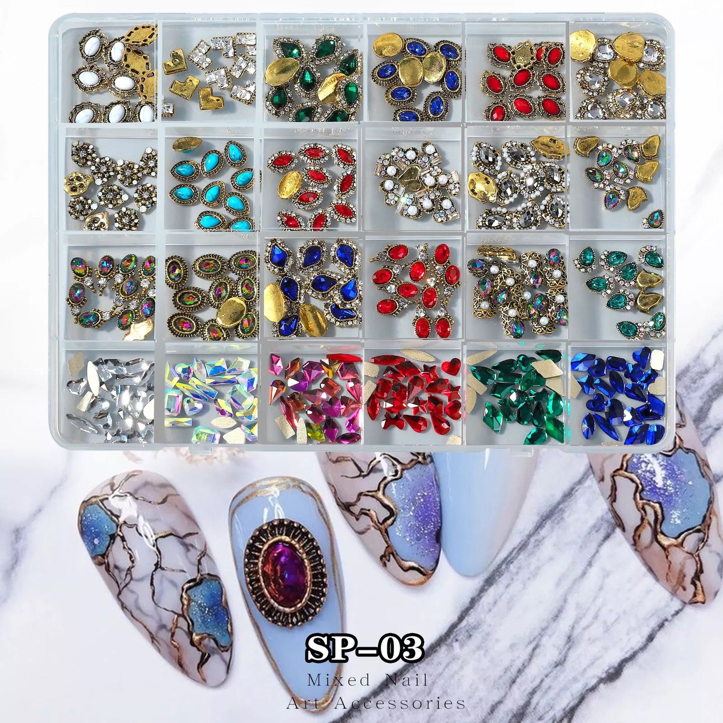 Big Diamond Nail Charm Mix Styles #43606 - Premier Nail Supply