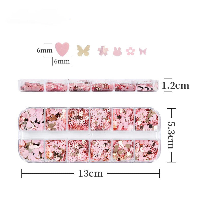Pink Butterfly Gold Hearts Sequins #10518 - Premier Nail Supply